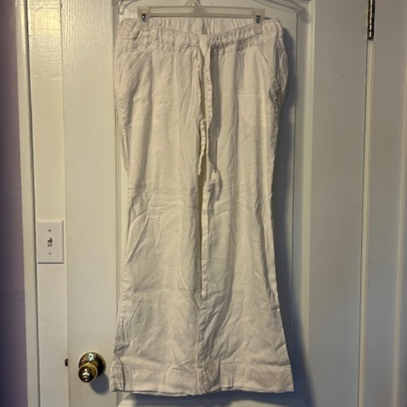 A Pea in the pod under Maternity underbelly white Linen pants - M - Picture 1 of 7